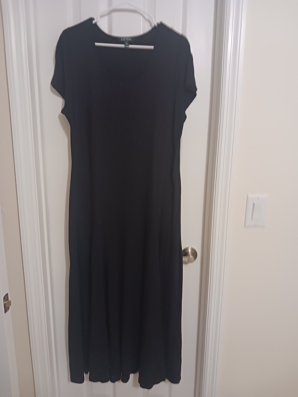 Lauren Ralph Lauren Black Short-Sleeve Maxi Dress 2XL